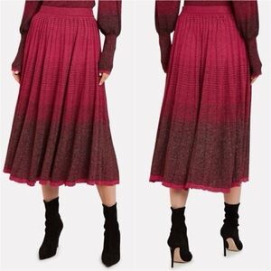 Ulla Johnson Billie Metallic Stretch Knit Midi Skirt Gradien Fuchsia Size Medium